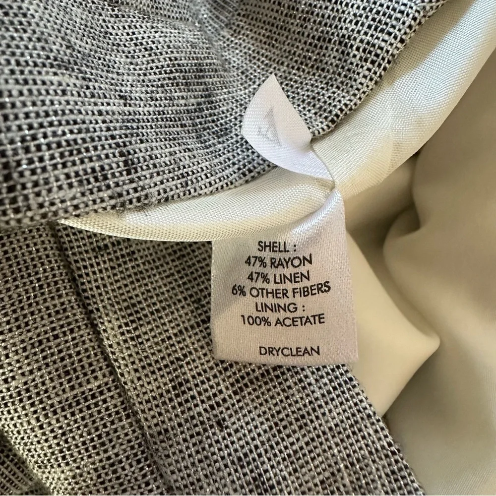 NWOT ANN TAYLOR Marled Gray Shimmer Linen Blend Straight Crop Pants Size 14